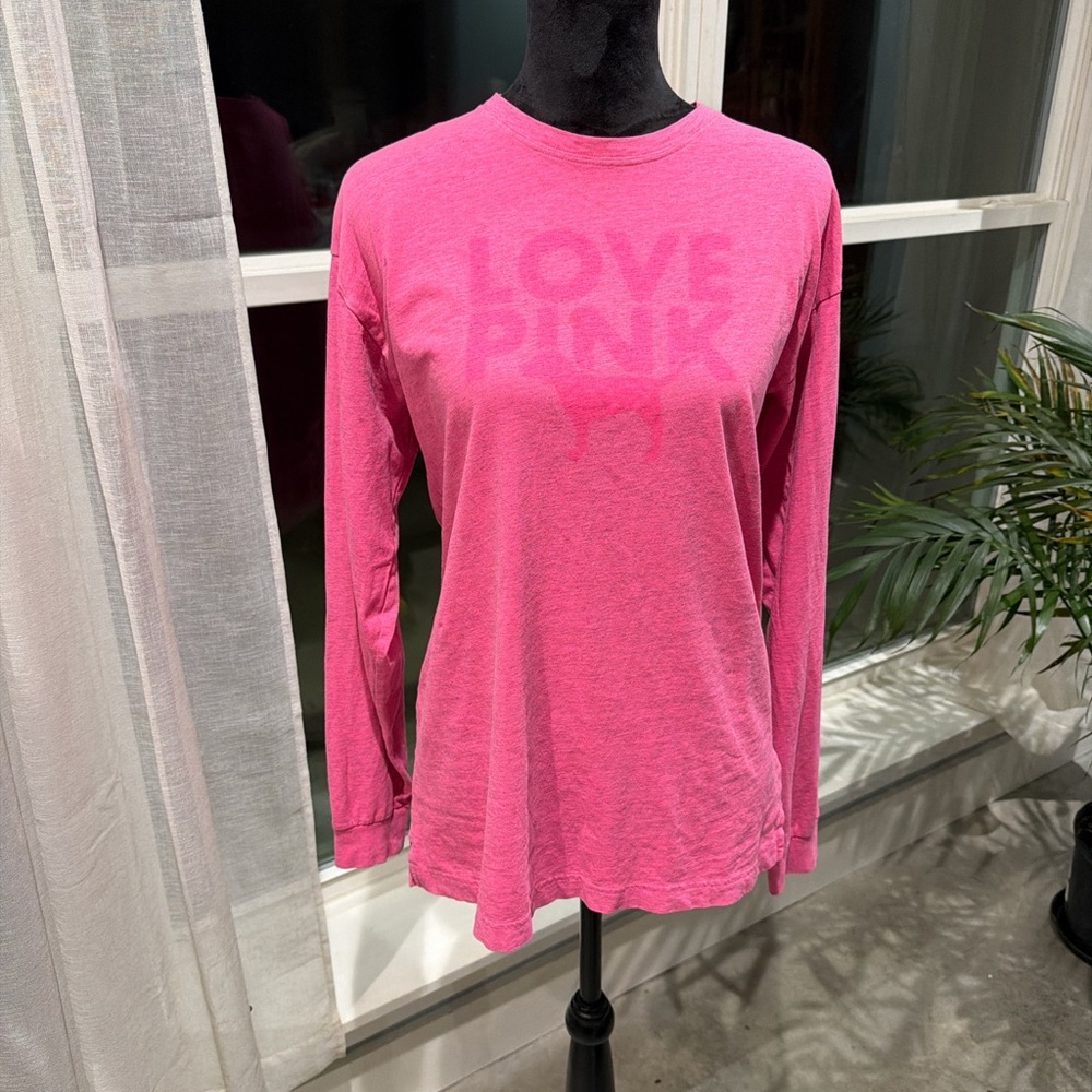 PINK Victoria's Secret Love Pink Long Sleeve Tee - Vibrant Pink